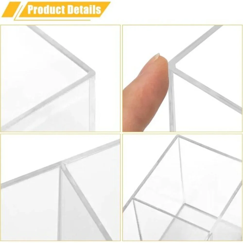 New Clear Acrylic Makeup Brush Organizer, 3-Slot Holder for Vanity or Desk Use